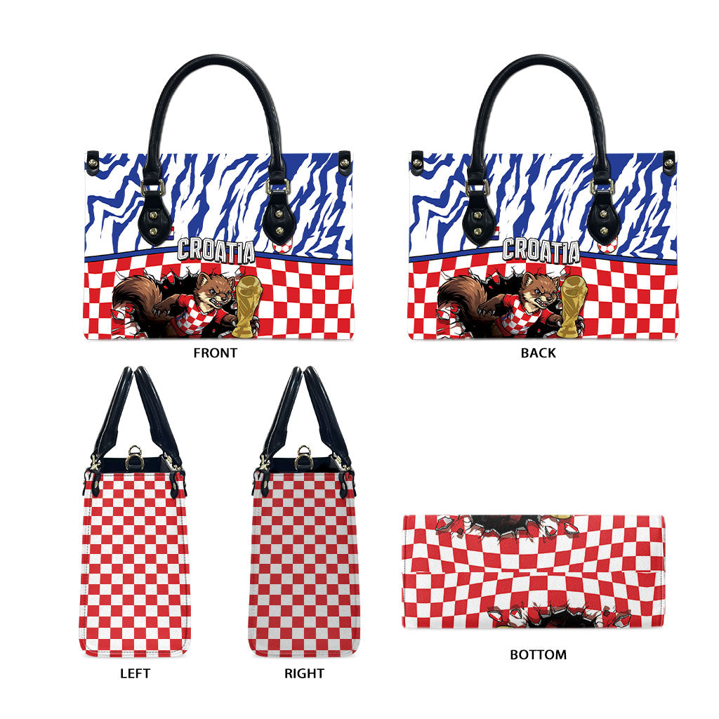 Croatia Football Leather Bag Marten In Hole With Checkered Patterns
