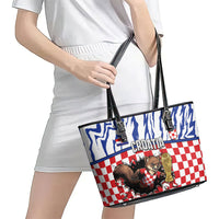 Croatia Football Leather Tote Bag Marten In Hole With Checkered Patterns