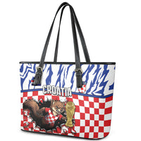 Croatia Football Leather Tote Bag Marten In Hole With Checkered Patterns