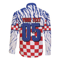 Custom Croatia Football Long Sleeve Button Shirt Marten In Hole With Checkered Patterns