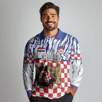 Custom Croatia Football Long Sleeve Polo Shirt Marten In Hole With Checkered Patterns