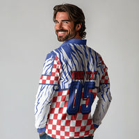 Custom Croatia Football Long Sleeve Polo Shirt Marten In Hole With Checkered Patterns