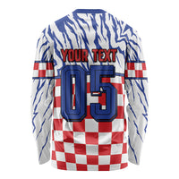 Custom Croatia Football Long Sleeve Shirt Marten In Hole With Checkered Patterns