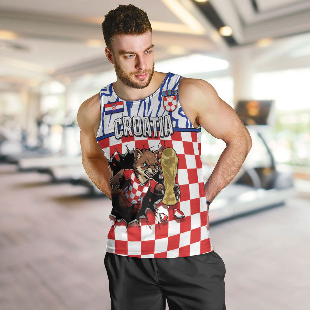 Custom Croatia Football Men Tank Top Marten In Hole With Checkered Patterns