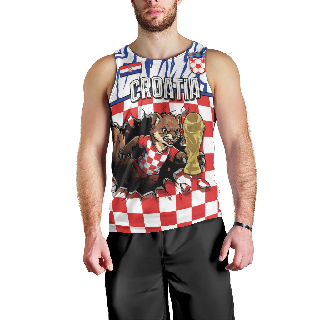 Custom Croatia Football Men Tank Top Marten In Hole With Checkered Patterns