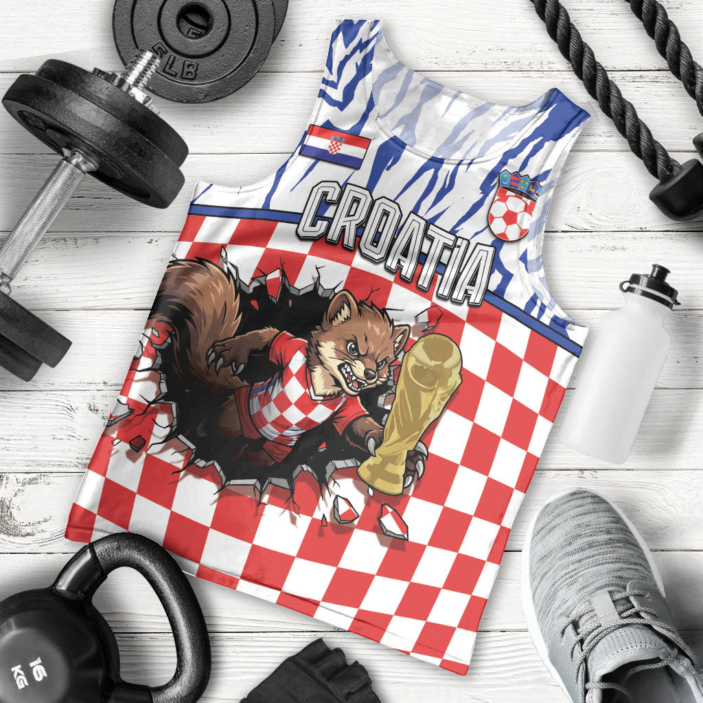 Custom Croatia Football Men Tank Top Marten In Hole With Checkered Patterns