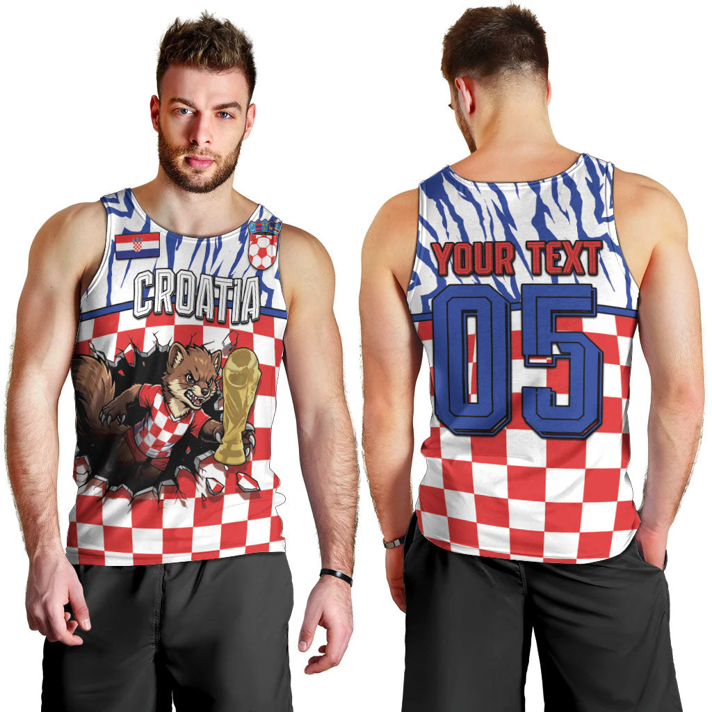 Custom Croatia Football Men Tank Top Marten In Hole With Checkered Patterns