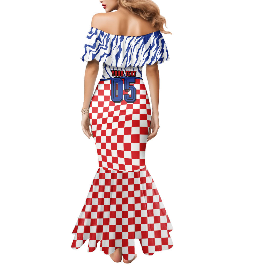 Custom Croatia Football Mermaid Dress Marten In Hole With Checkered Patterns