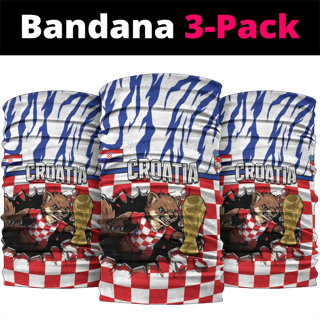 Croatia Football Neck Gaiter Marten In Hole With Checkered Patterns
