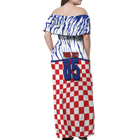 Custom Croatia Football Off Shoulder Maxi Dress Marten In Hole With Checkered Patterns