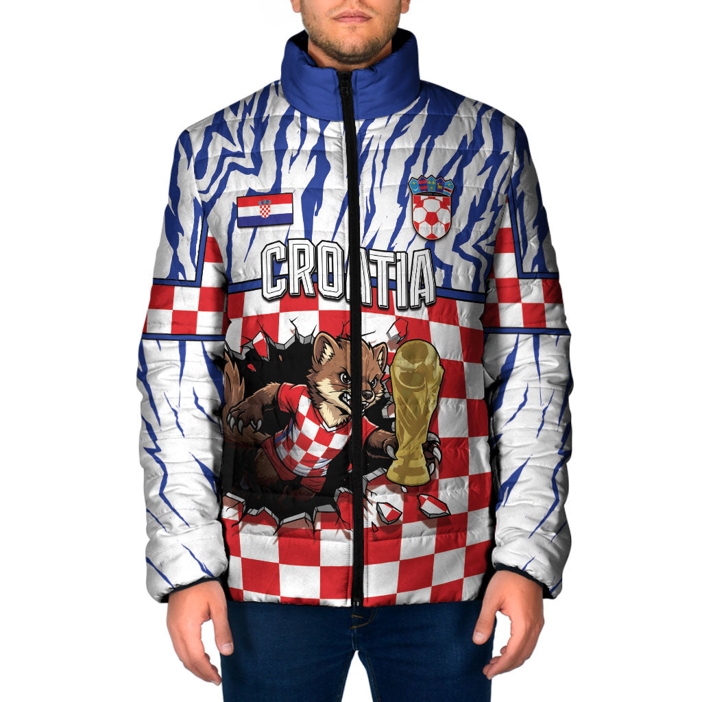 Custom Croatia Football Padded Jacket Marten In Hole With Checkered Patterns