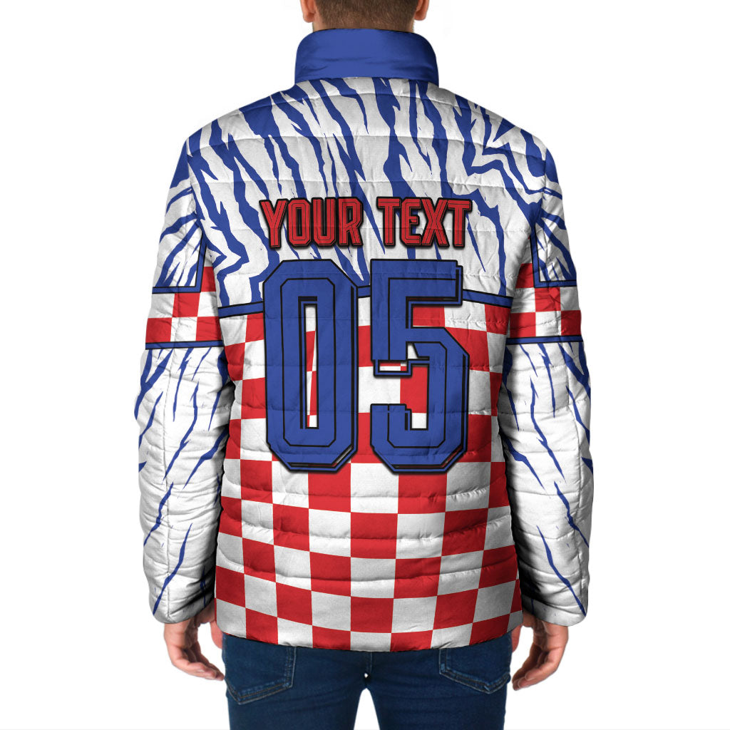 Custom Croatia Football Padded Jacket Marten In Hole With Checkered Patterns