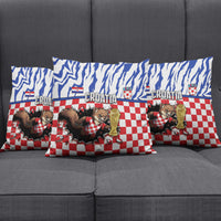 Croatia Football Pillow Cover Marten In Hole With Checkered Patterns