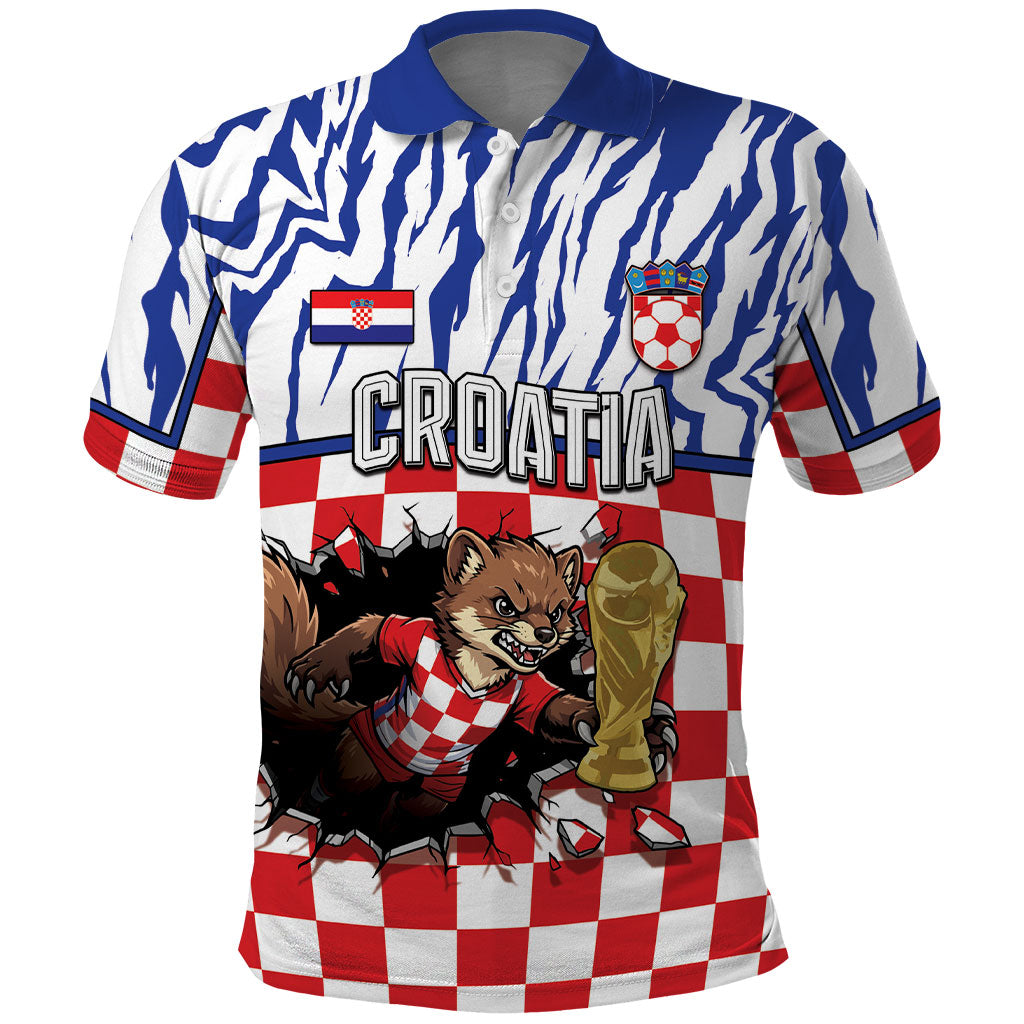 Custom Croatia Football Polo Shirt Marten In Hole With Checkered Patterns