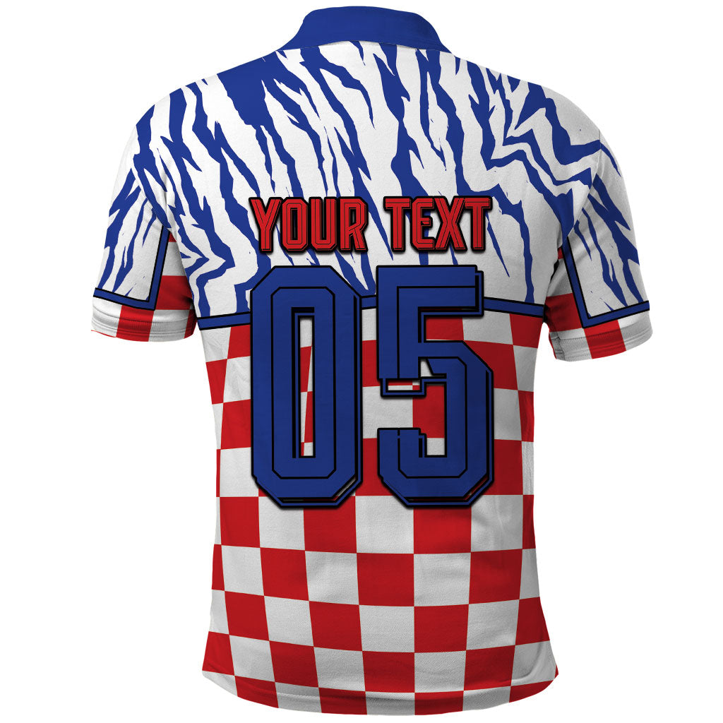Custom Croatia Football Polo Shirt Marten In Hole With Checkered Patterns