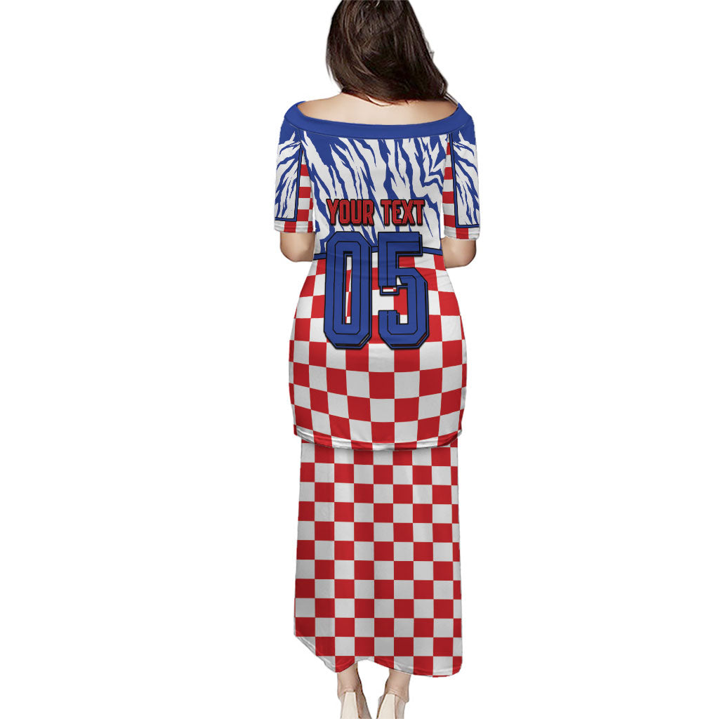 Custom Croatia Football Puletasi Marten In Hole With Checkered Patterns