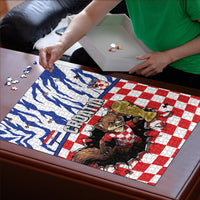 Croatia Football Puzzle Marten In Hole With Checkered Patterns