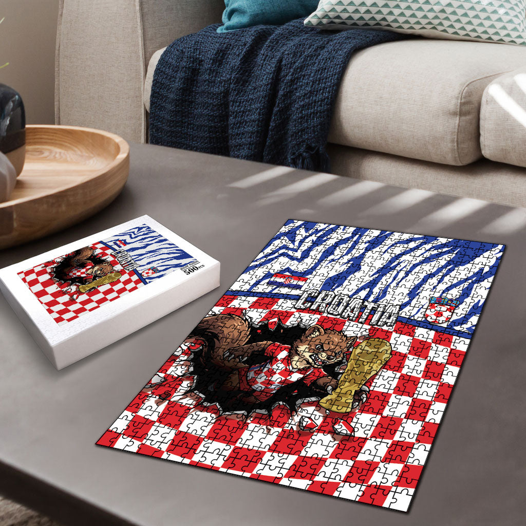 Croatia Football Puzzle Marten In Hole With Checkered Patterns