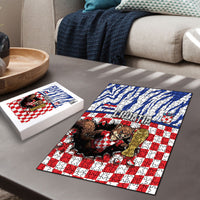 Croatia Football Puzzle Marten In Hole With Checkered Patterns