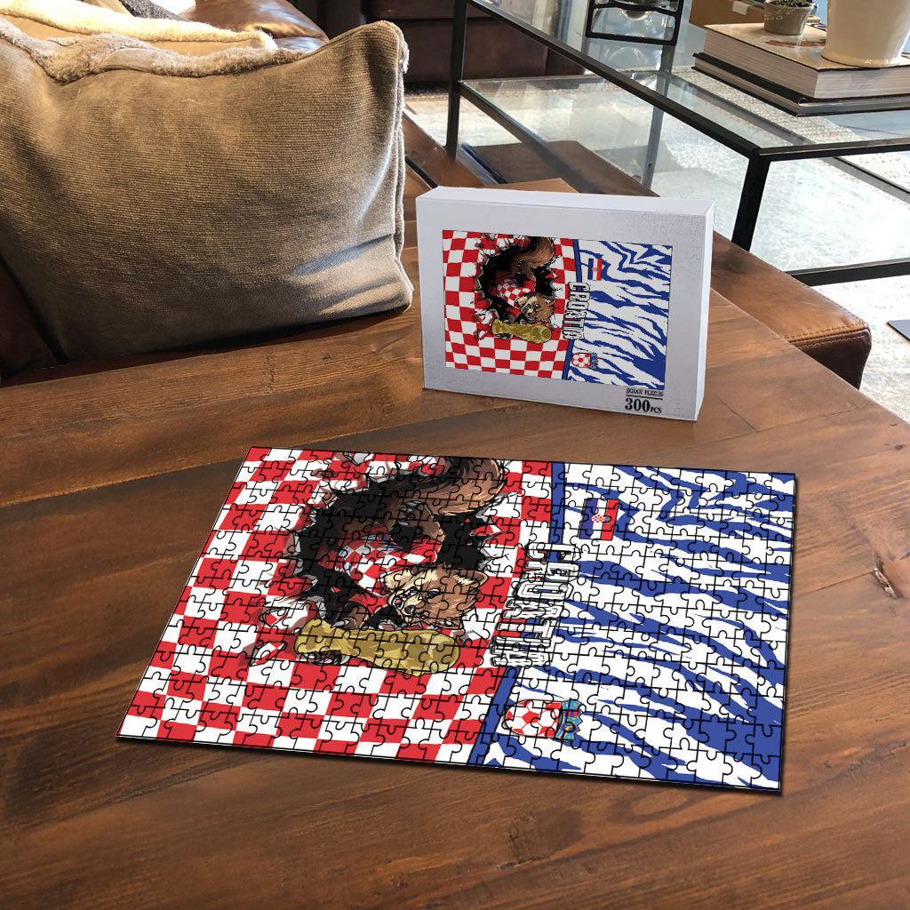Croatia Football Puzzle Marten In Hole With Checkered Patterns