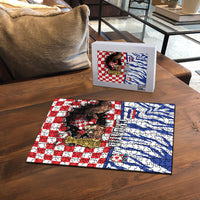 Croatia Football Puzzle Marten In Hole With Checkered Patterns