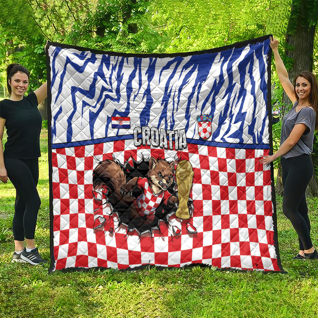 Croatia Football Quilt Marten In Hole With Checkered Patterns