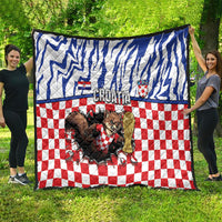 Croatia Football Quilt Marten In Hole With Checkered Patterns