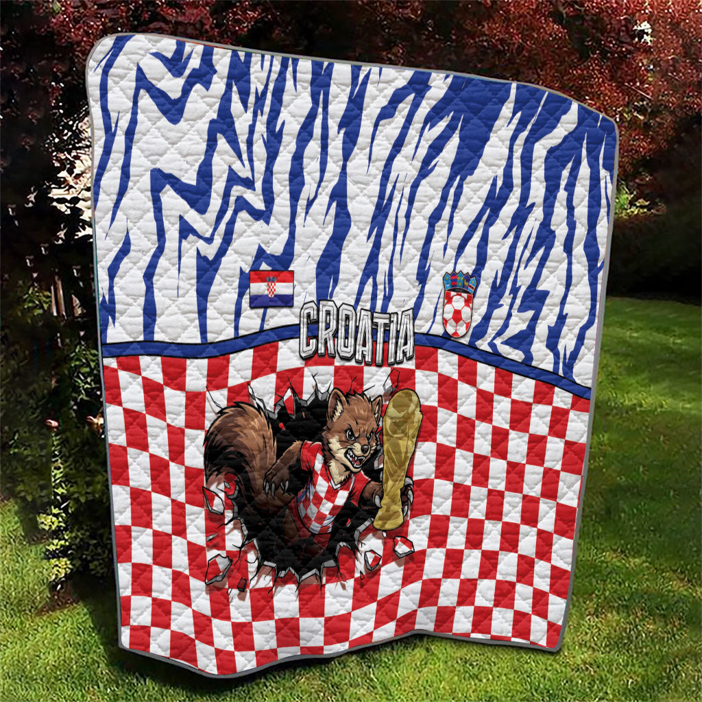 Croatia Football Quilt Marten In Hole With Checkered Patterns