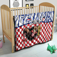 Croatia Football Quilt Marten In Hole With Checkered Patterns