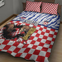 Croatia Football Quilt Bed Set Marten In Hole With Checkered Patterns