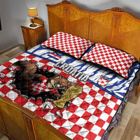 Croatia Football Quilt Bed Set Marten In Hole With Checkered Patterns