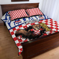 Croatia Football Quilt Bed Set Marten In Hole With Checkered Patterns