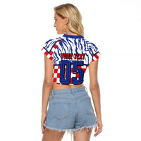 Custom Croatia Football Raglan Cropped T Shirt Marten In Hole With Checkered Patterns