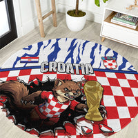 Croatia Football Round Carpet Marten In Hole With Checkered Patterns