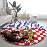 Croatia Football Round Carpet Marten In Hole With Checkered Patterns