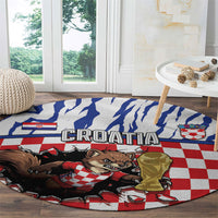 Croatia Football Round Carpet Marten In Hole With Checkered Patterns