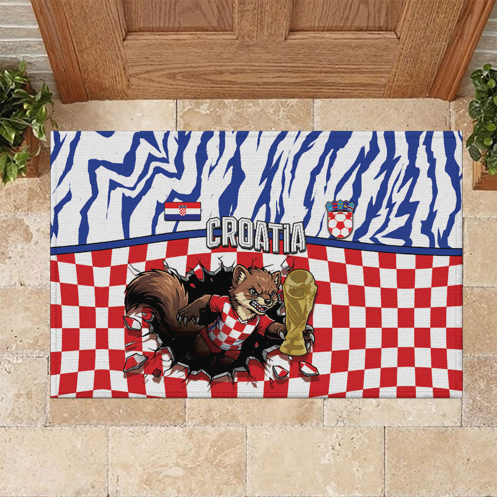 Croatia Football Rubber Doormat Marten In Hole With Checkered Patterns