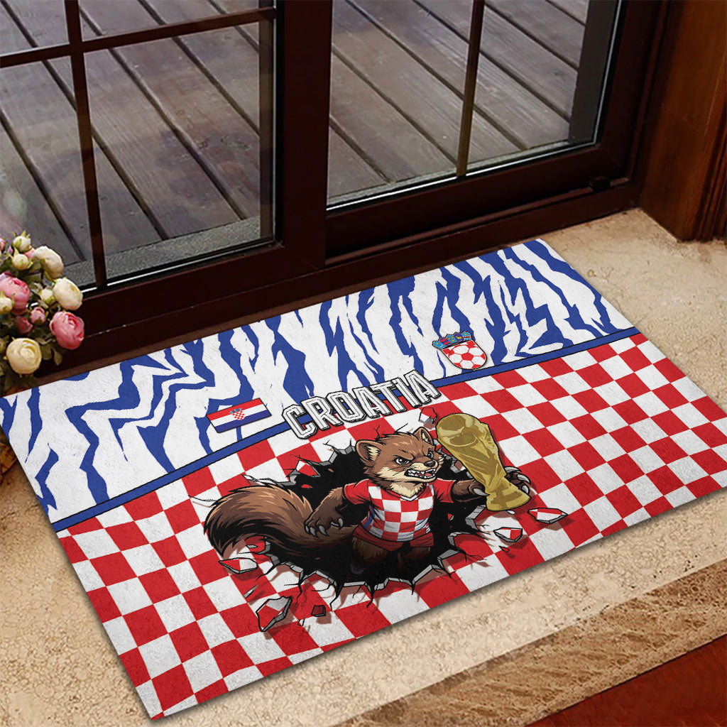 Croatia Football Rubber Doormat Marten In Hole With Checkered Patterns