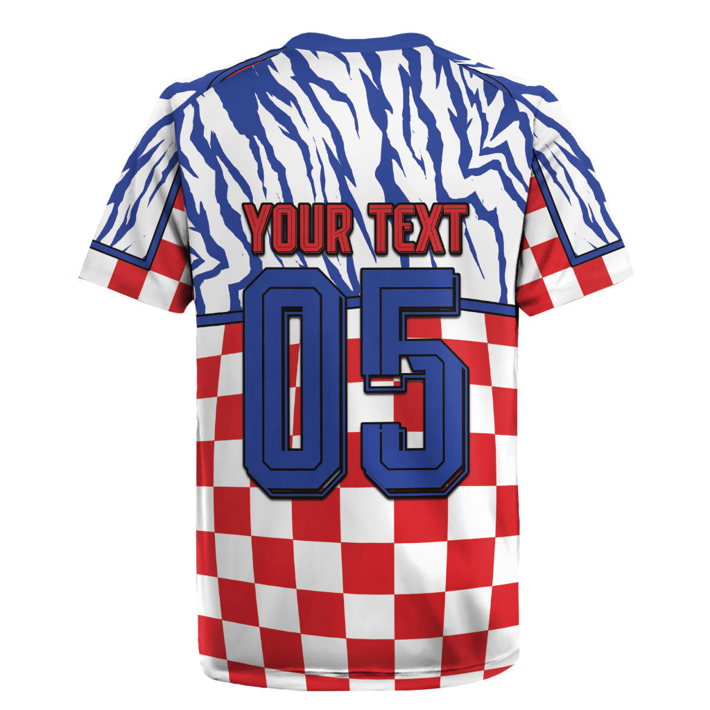 Custom Croatia Football Rugby Jersey Marten In Hole With Checkered Patterns