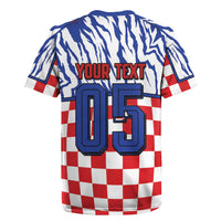 Custom Croatia Football Rugby Jersey Marten In Hole With Checkered Patterns