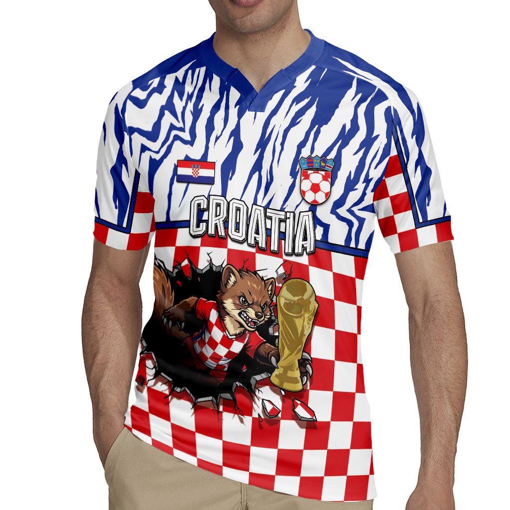 Custom Croatia Football Rugby Jersey Marten In Hole With Checkered Patterns