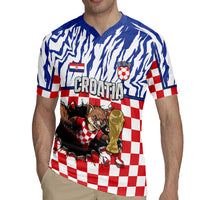 Custom Croatia Football Rugby Jersey Marten In Hole With Checkered Patterns