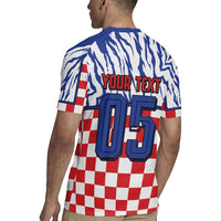 Custom Croatia Football Rugby Jersey Marten In Hole With Checkered Patterns