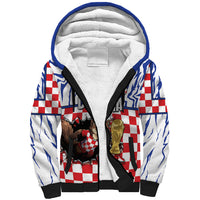 Custom Croatia Football Sherpa Hoodie Marten In Hole With Checkered Patterns