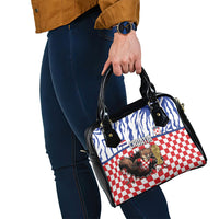 Croatia Football Shoulder Handbag Marten In Hole With Checkered Patterns