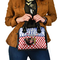 Croatia Football Shoulder Handbag Marten In Hole With Checkered Patterns