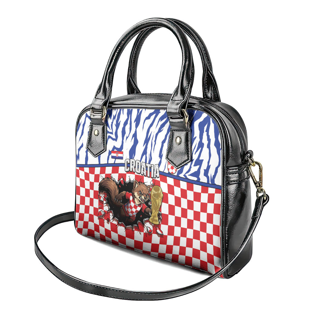 Croatia Football Shoulder Handbag Marten In Hole With Checkered Patterns
