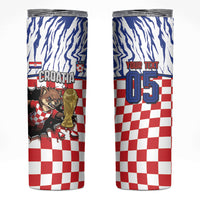 Custom Croatia Football Skinny Tumbler Marten In Hole With Checkered Patterns