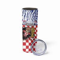 Custom Croatia Football Skinny Tumbler Marten In Hole With Checkered Patterns