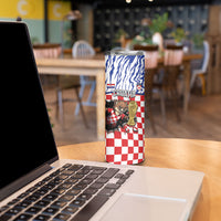 Custom Croatia Football Skinny Tumbler Marten In Hole With Checkered Patterns
